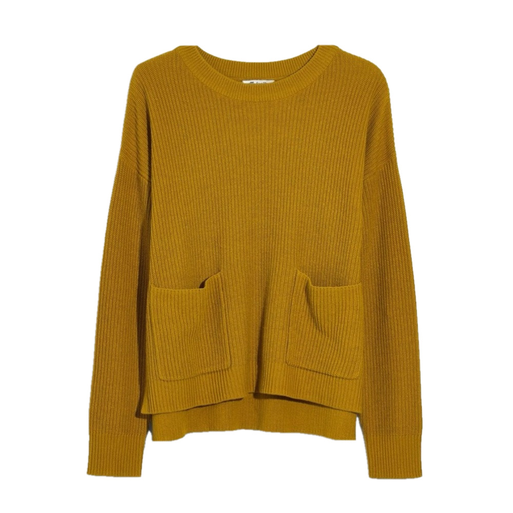 Madewell Patch Pocket mustard yellow Pullover Knitted Sweater Small